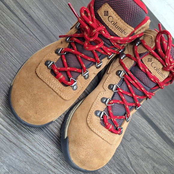 Columbia Newton Ridge Plus Waterproof Hiking Boots Tan Red Womens 7.5 BL1552-286 - Picture 7 of 10